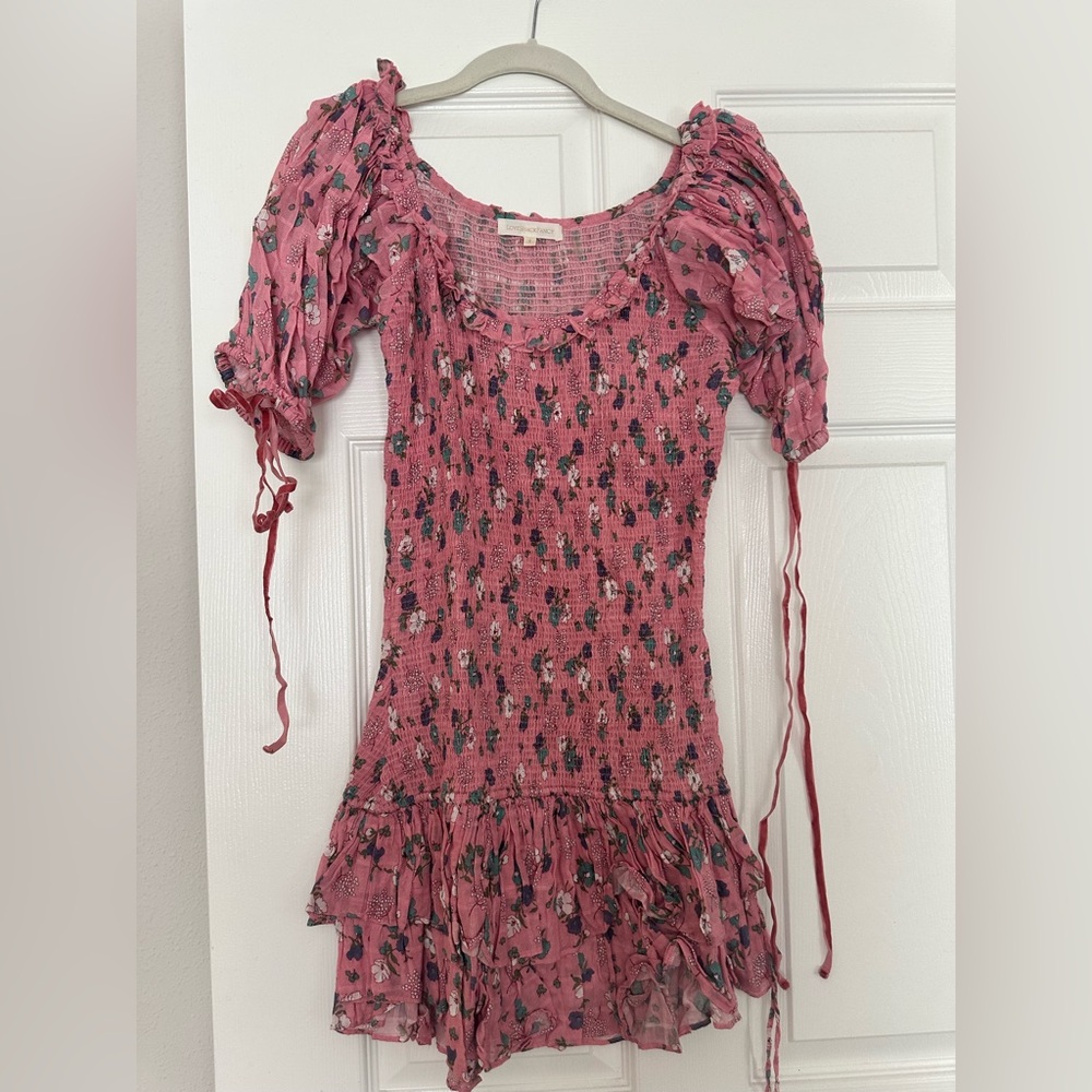 LoveShackFancy pink smocked dress